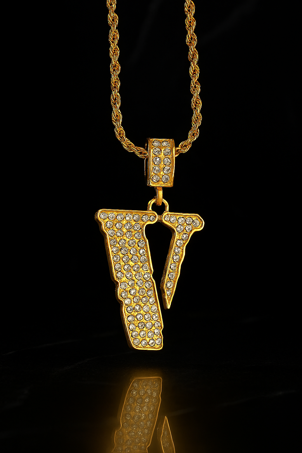"V" Gold Colored Pendant