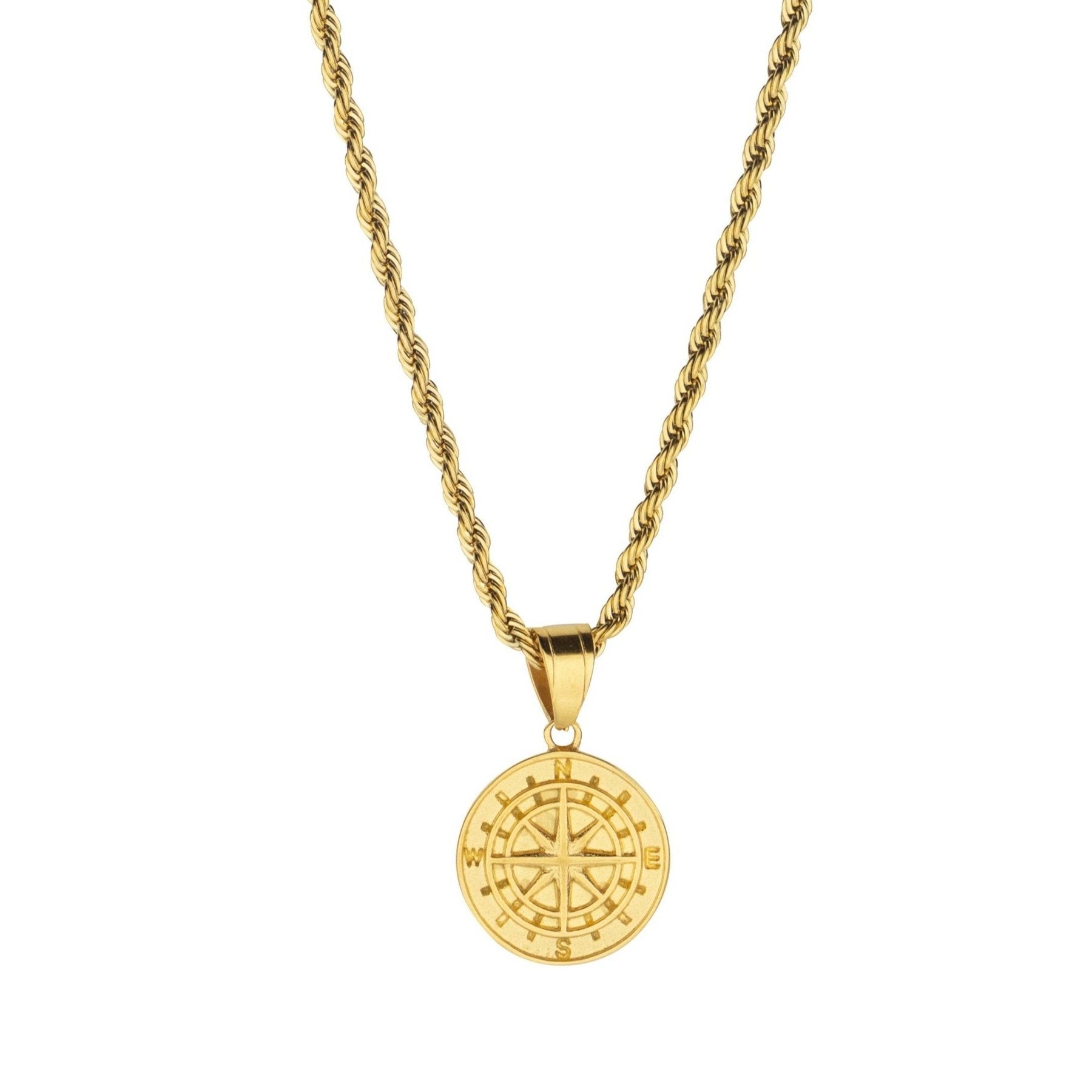 "Compass" Gold-Colored Pendant + Ring Set