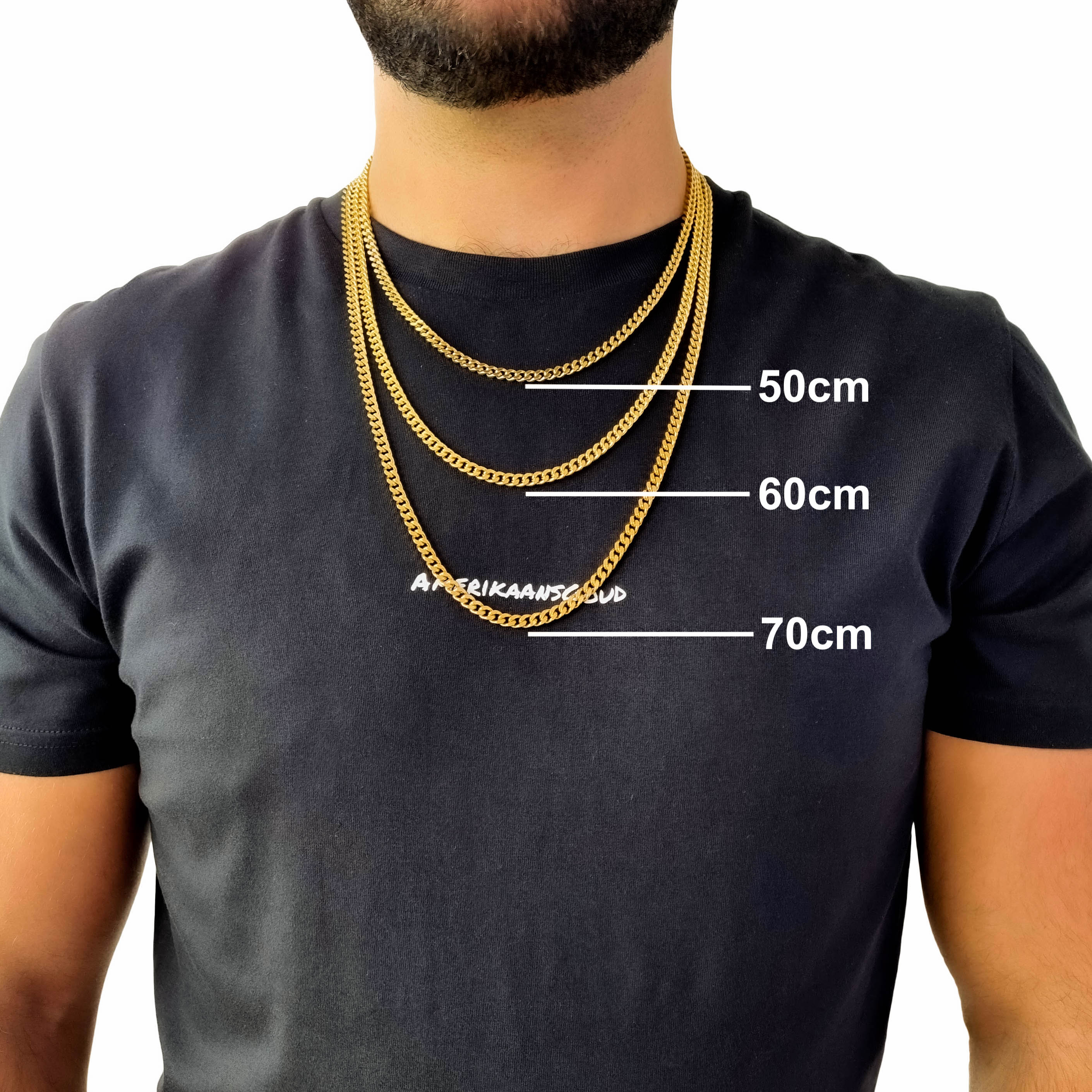 "Cuban" Gold-Colored Necklace & Bracelet (5mm)