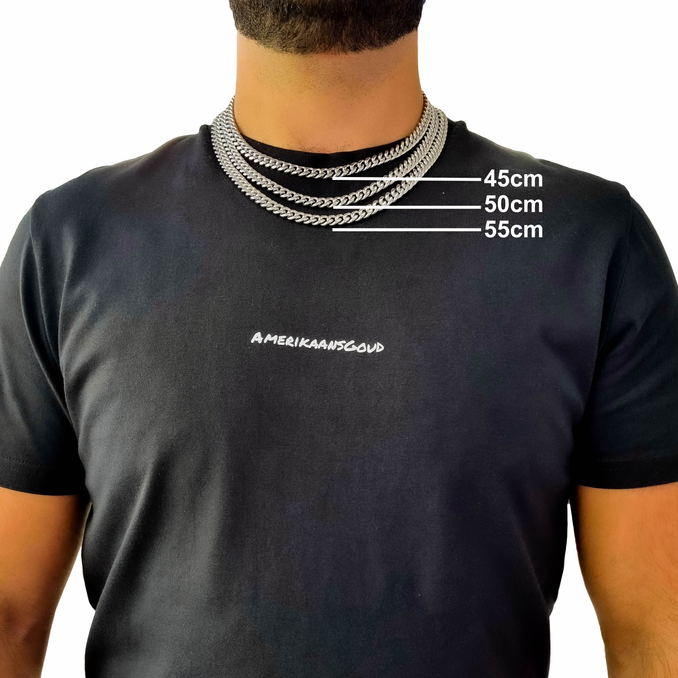 "Cuban" Silver-Colored Chain (8mm)