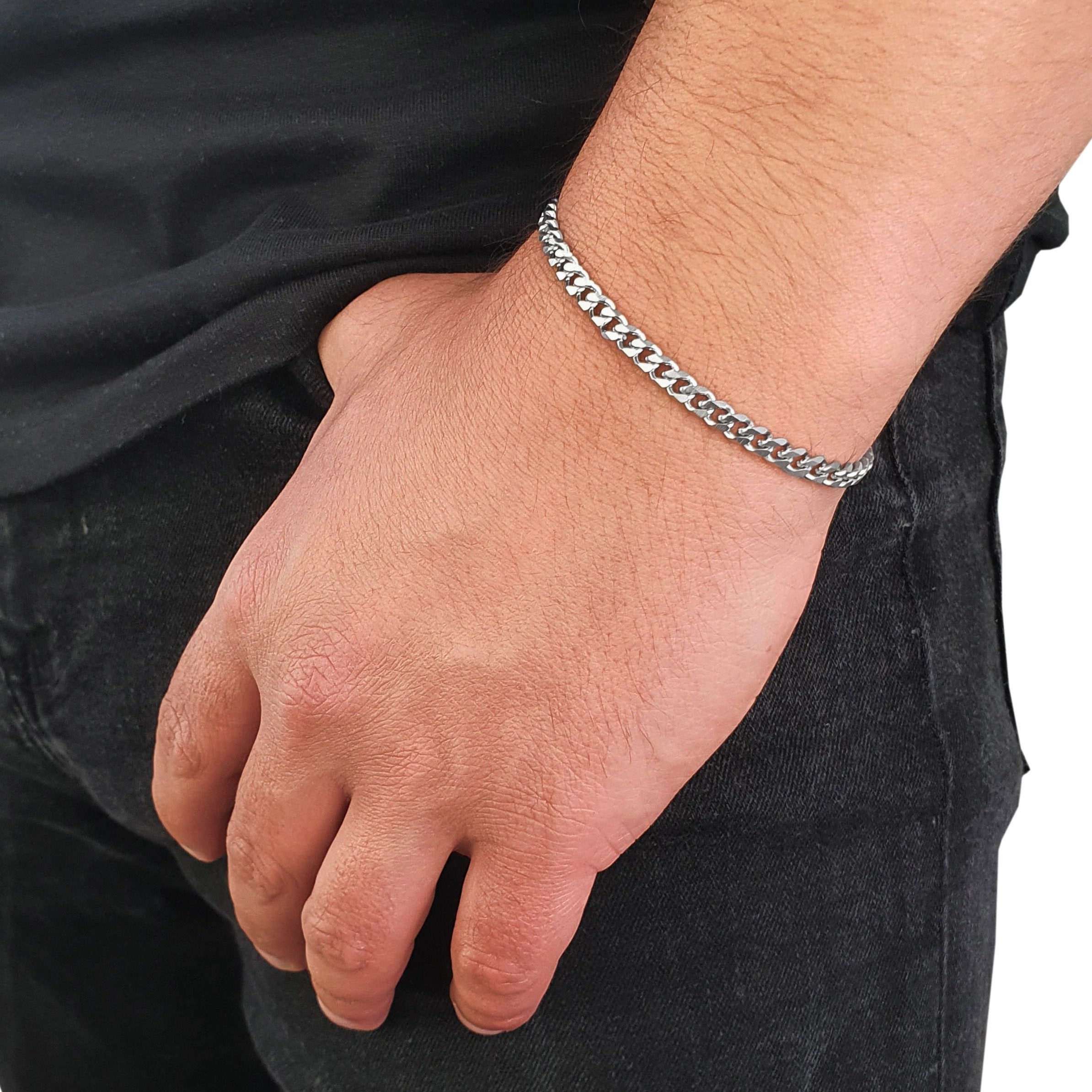 "Cuban" Silver-Colored Necklace & Bracelet (5mm)