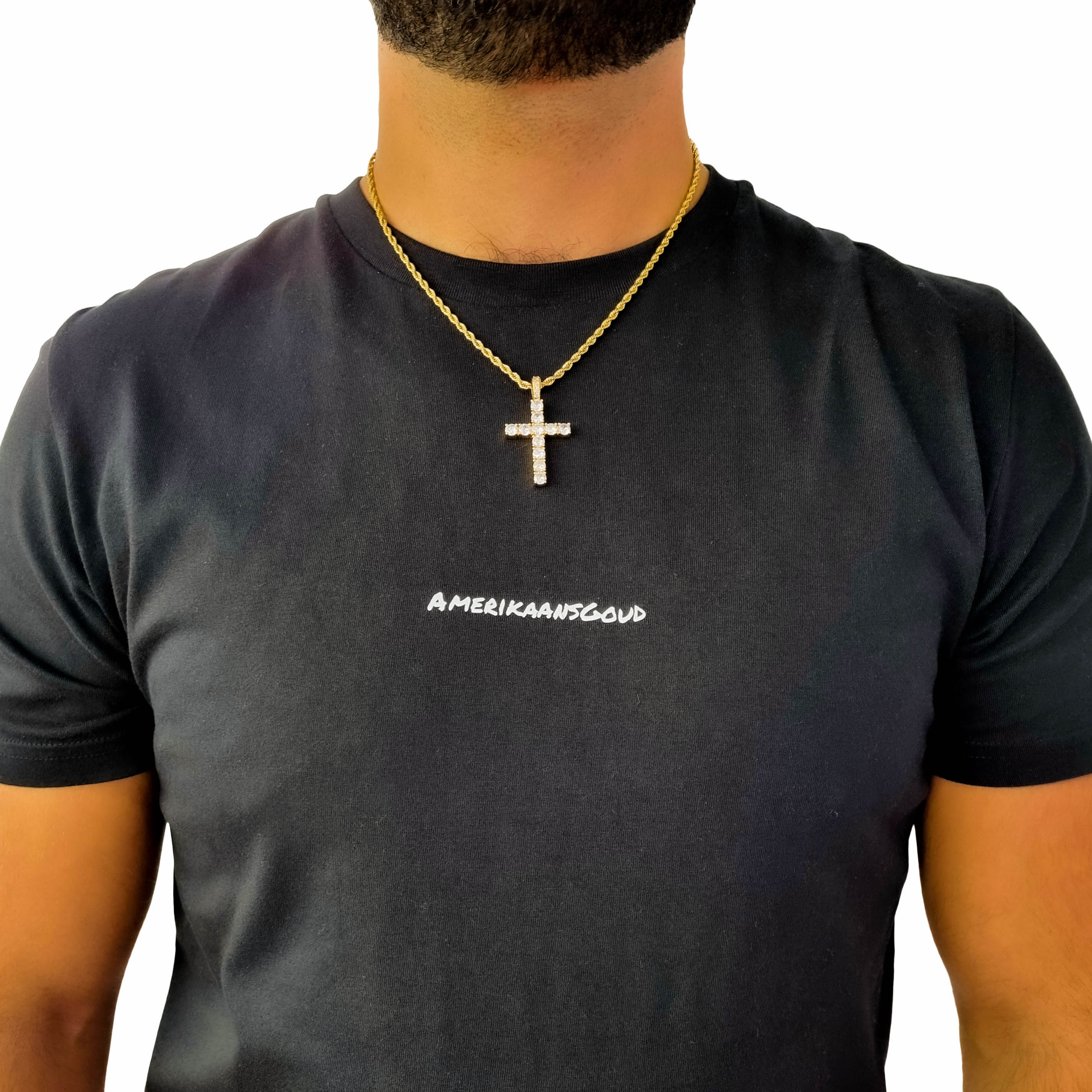 "Diamond Cross" Gold-Colored Pendant