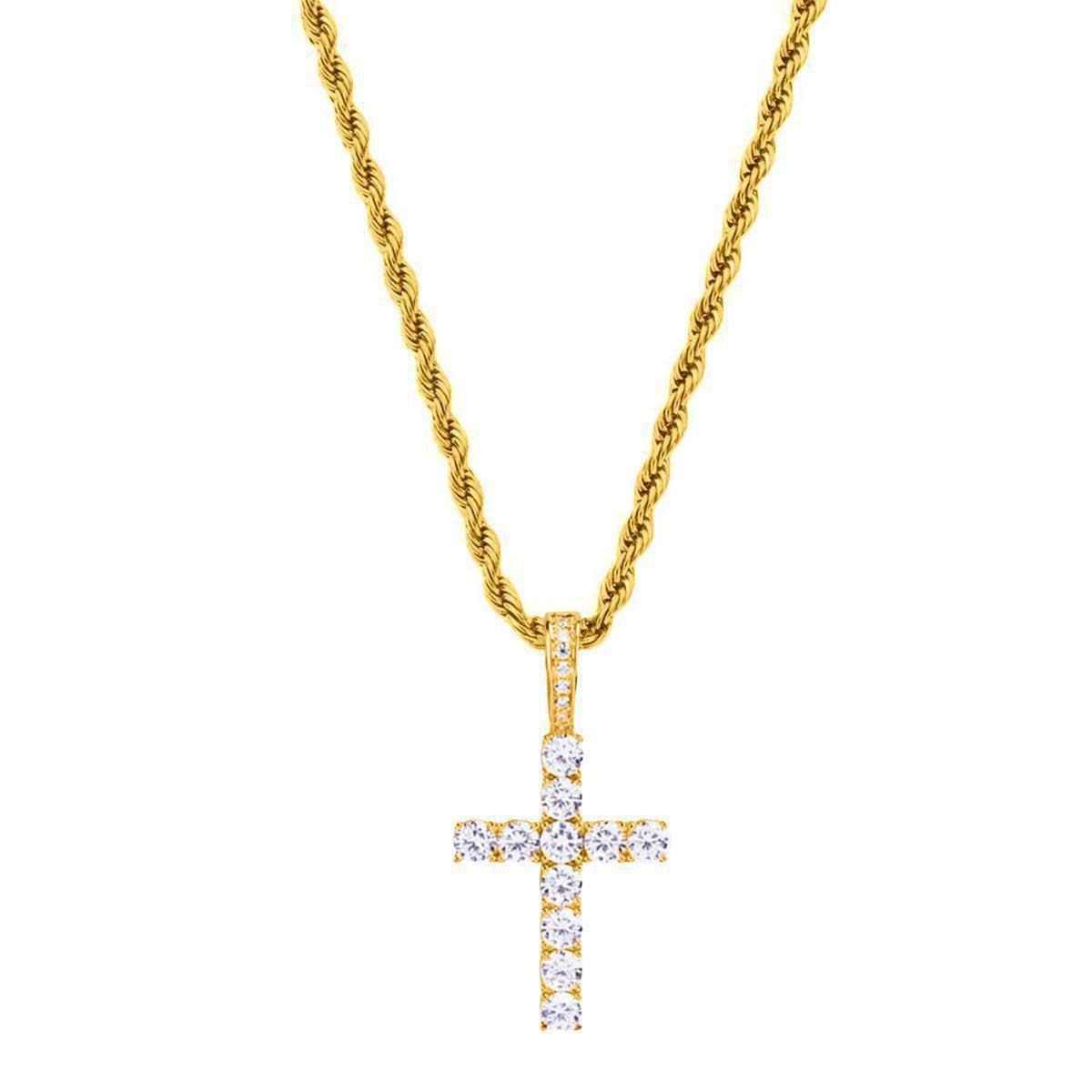 "Diamond Cross" Gold-Colored Pendant