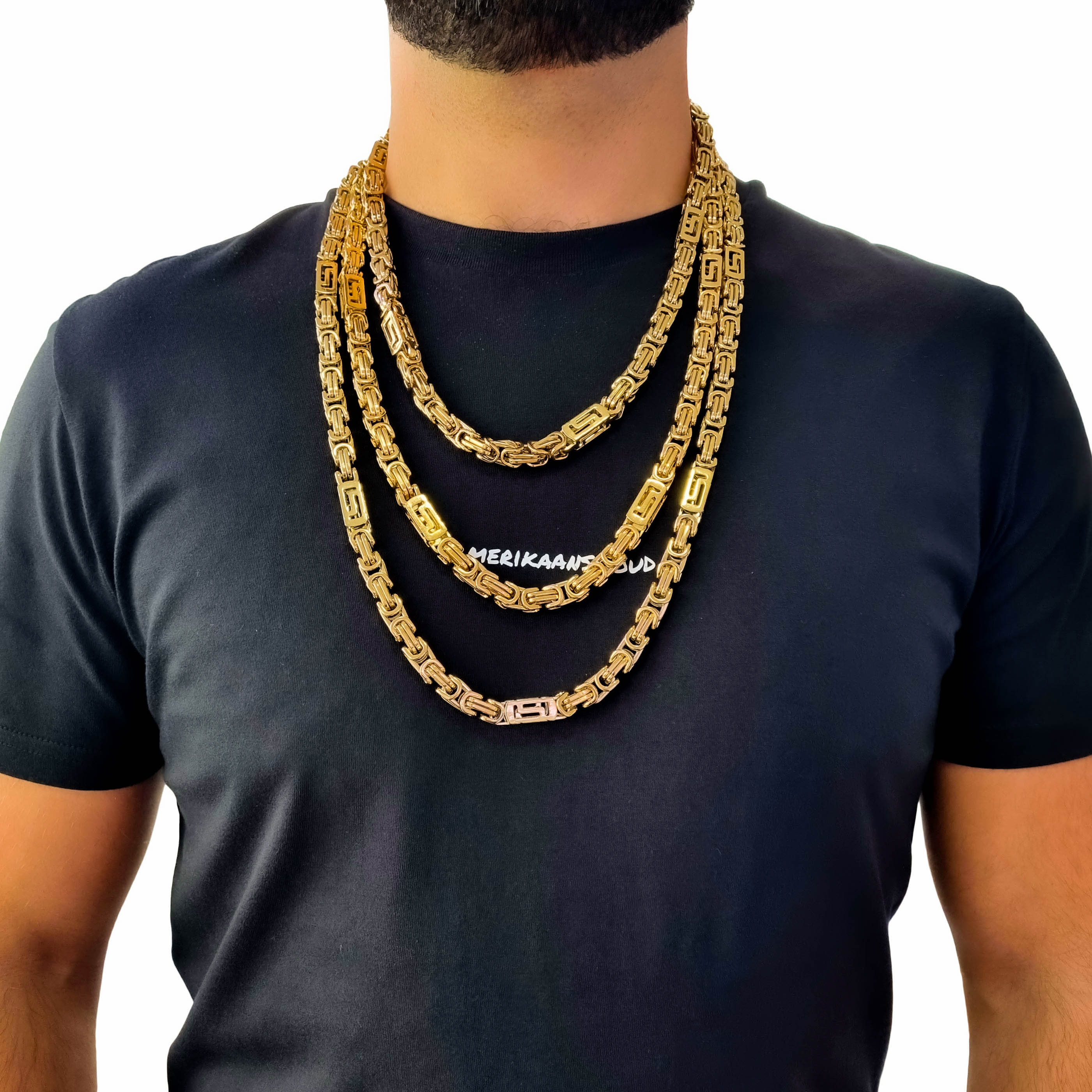 "El Chapo" Gold-Colored Necklace & Bracelet (8mm)
