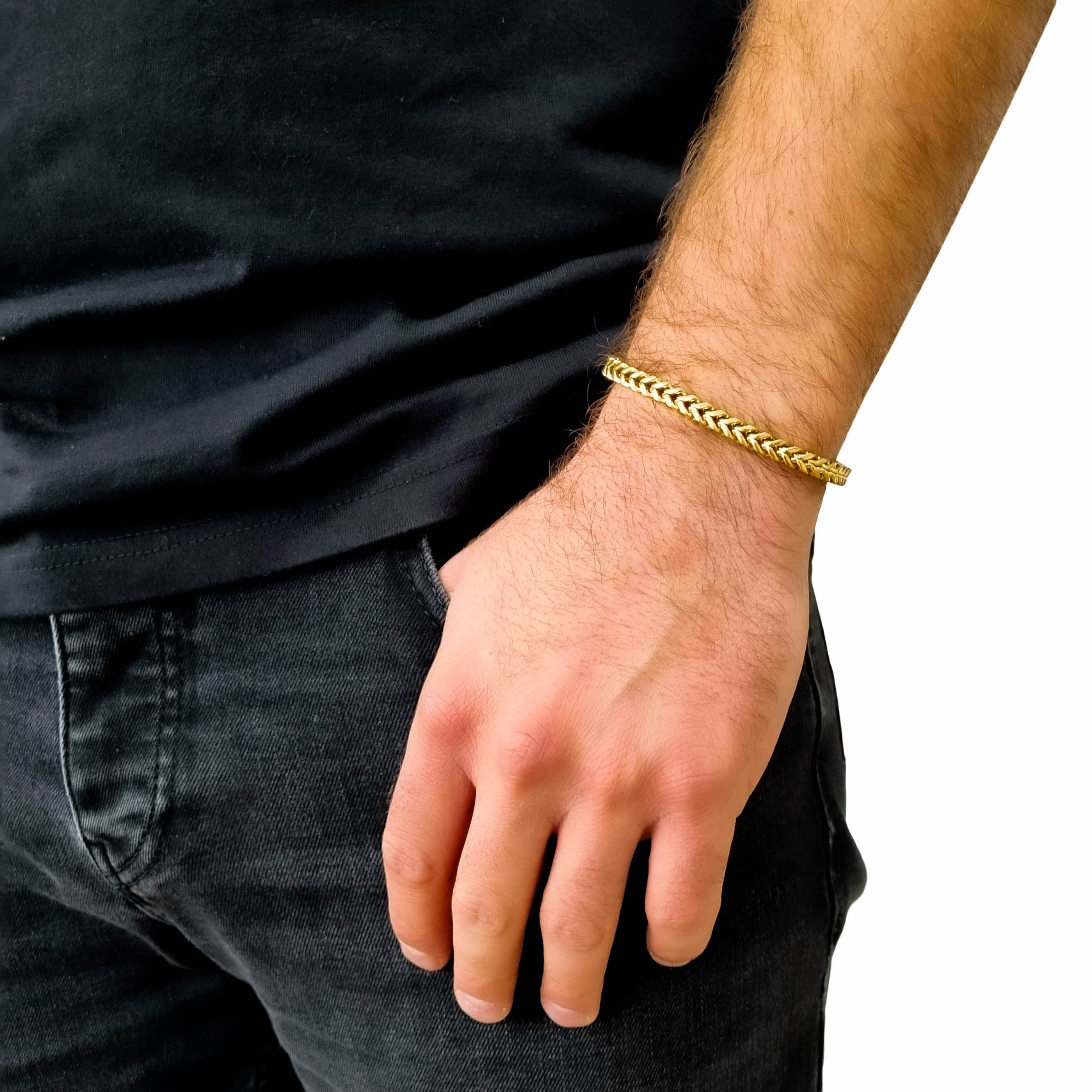 "Franco" Gold-Colored Necklace & Bracelet (5mm)
