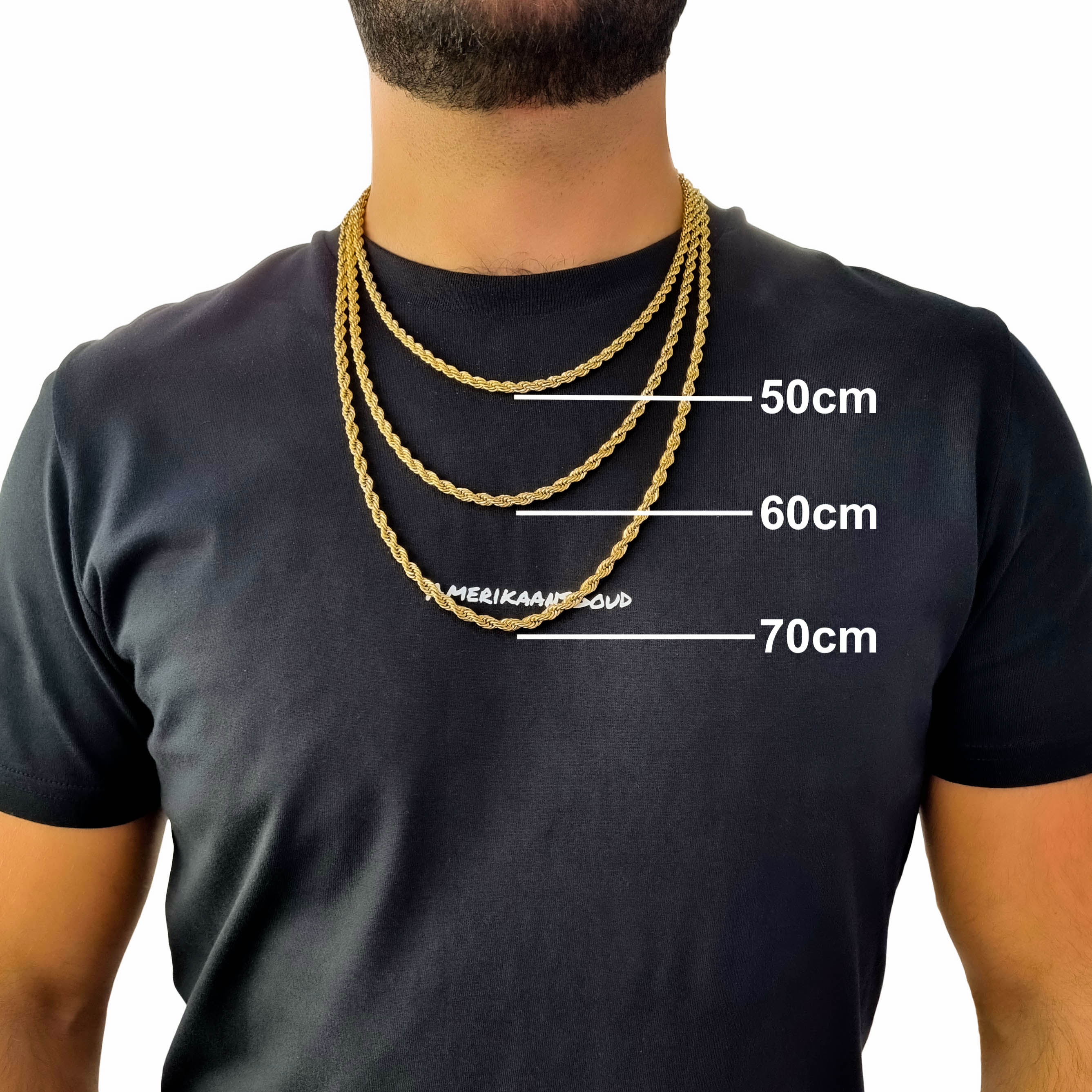 "Rope" Gold-Colored Chain & Bracelet (5mm)