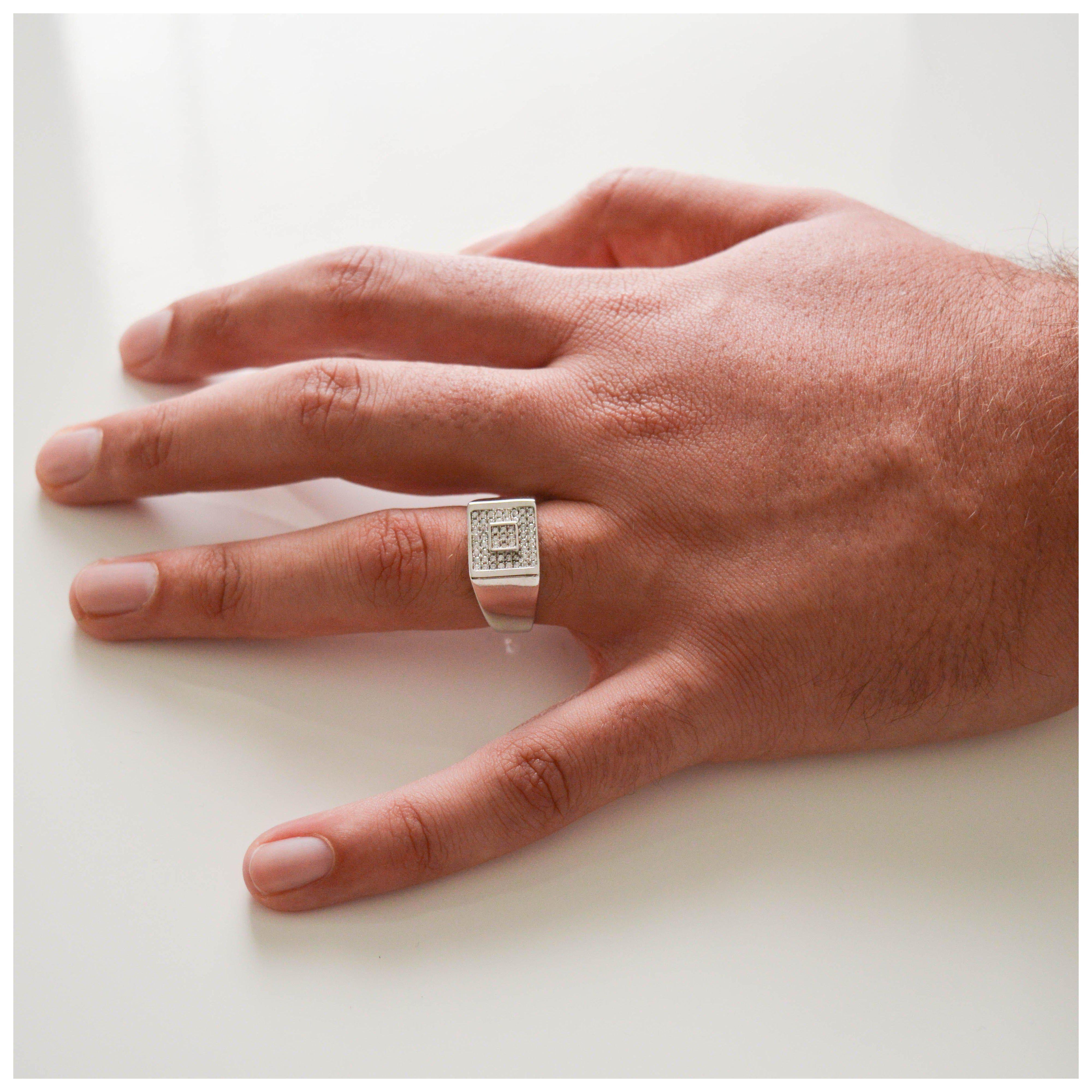 "Square" Zilveren Ring-AmerikaansGoud