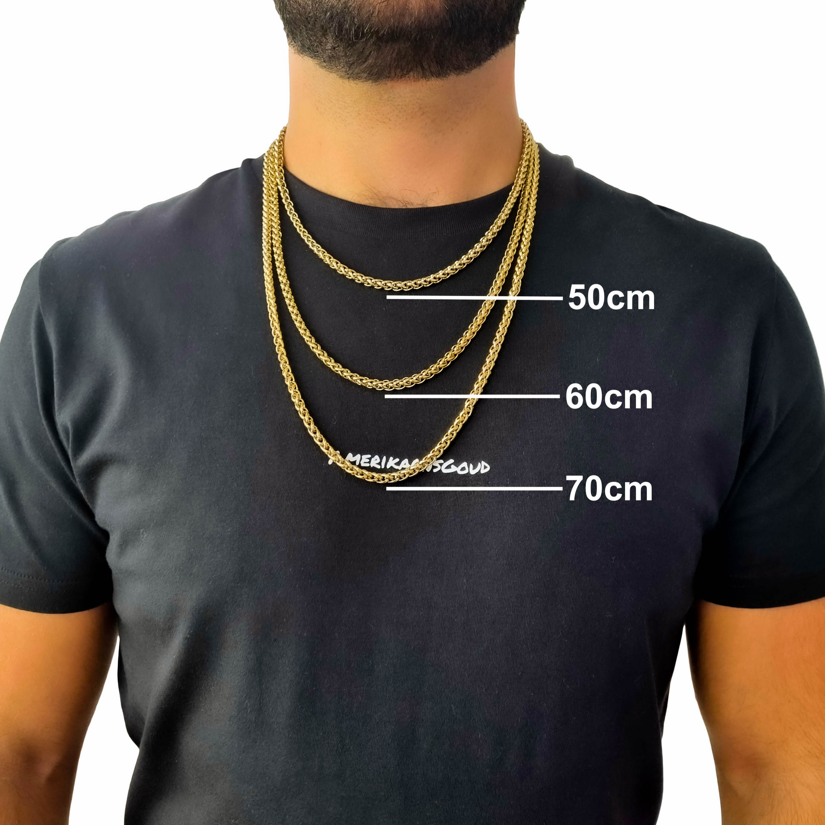 "Wheat" Gold-Colored Necklace & Bracelet (5mm)