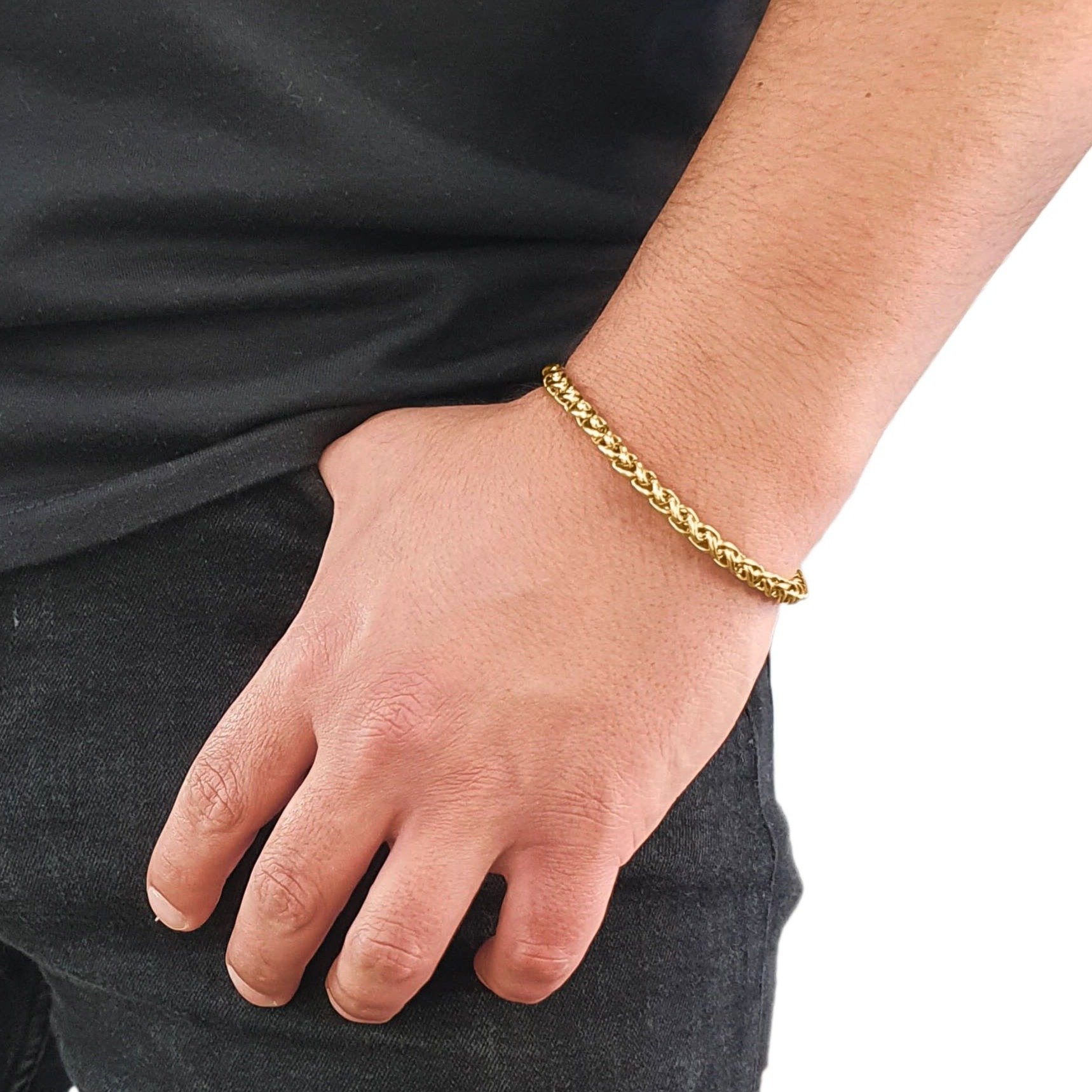 "Wheat" Gold-Colored Necklace & Bracelet (5mm)