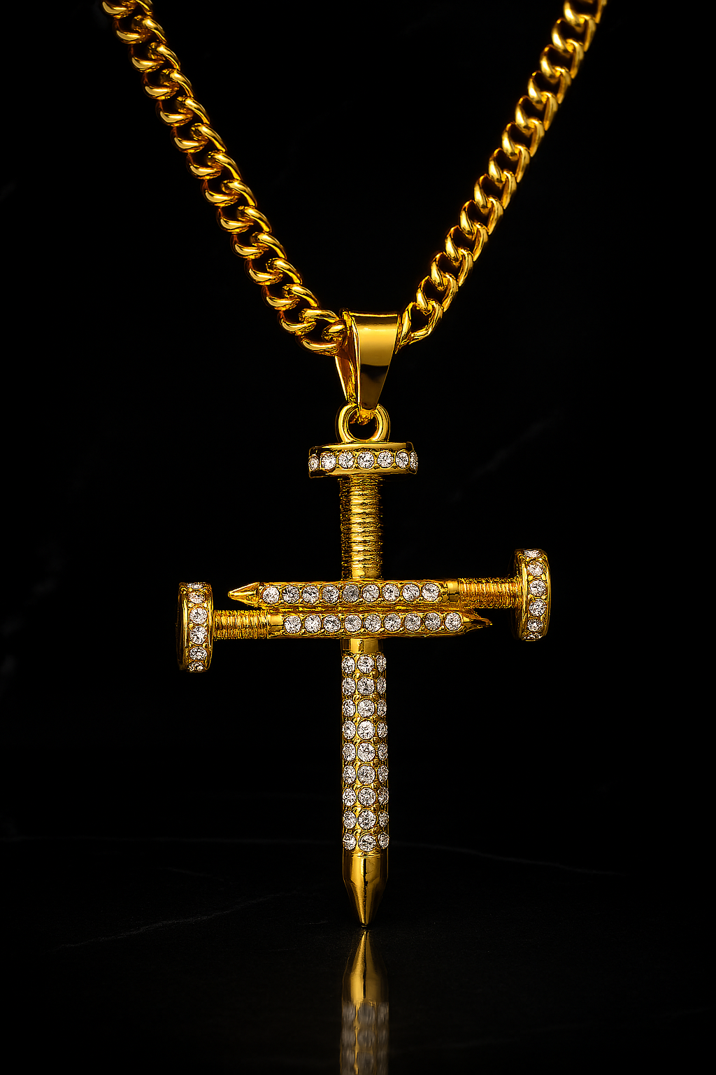 "Nail Cross" Gold-Colored Pendant