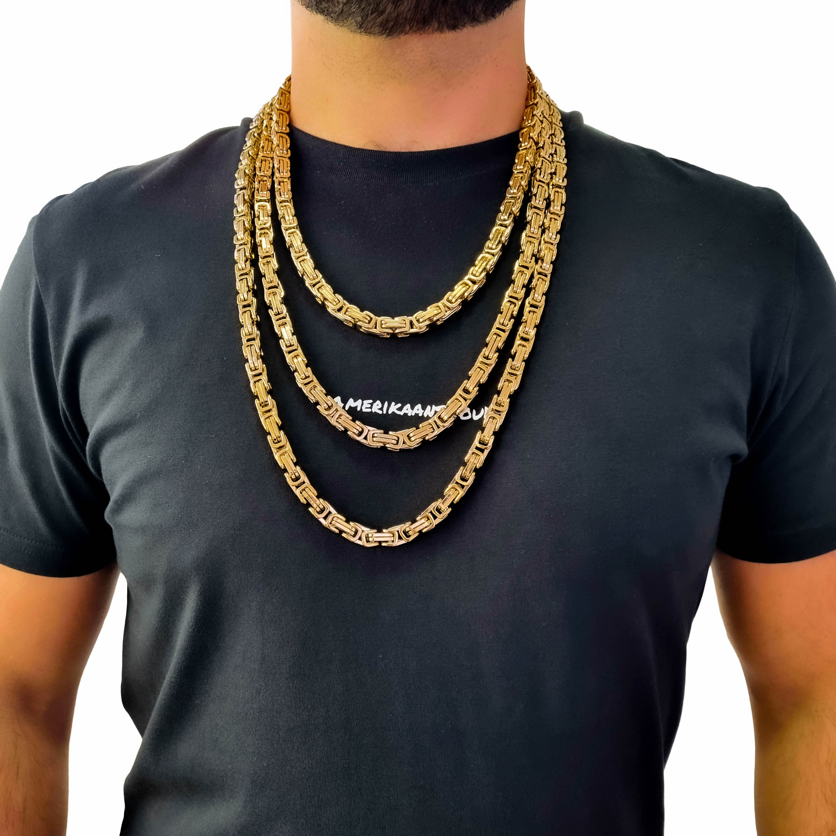 "Byzantine" Gold-Colored Necklace &amp; Bracelet (8mm)