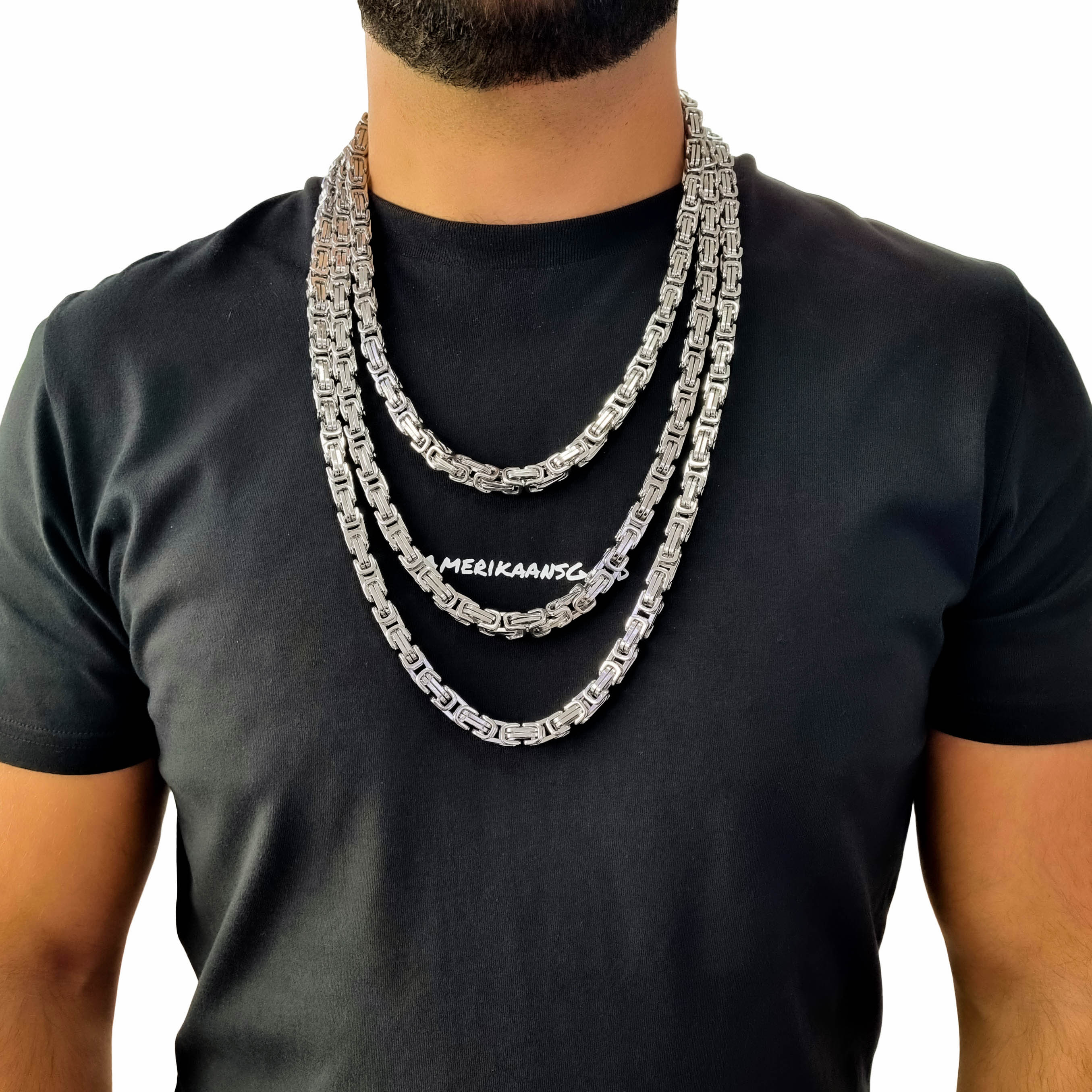 "Byzantine" Silver-Colored Necklace &amp; Bracelet (8mm)