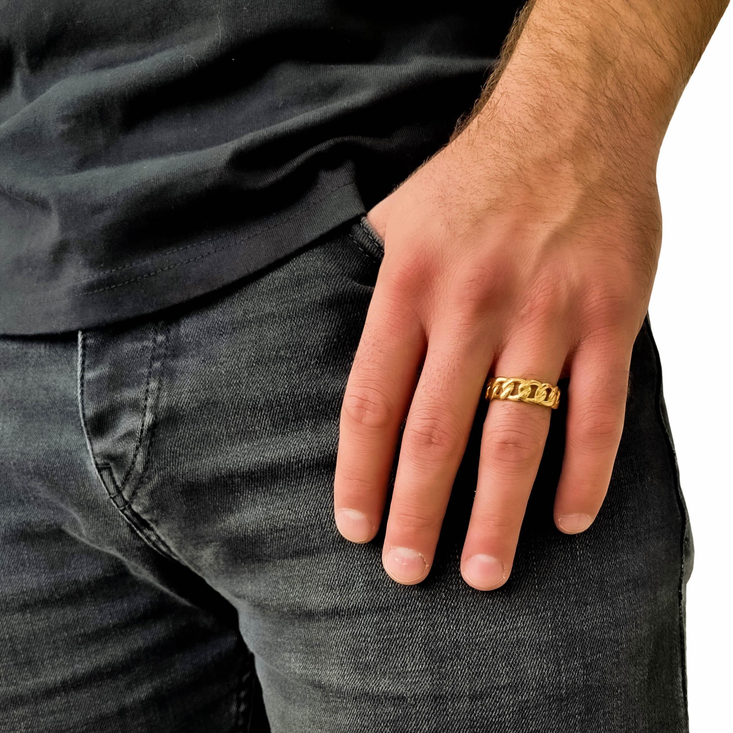 "Cuban" Gold Colored Ring