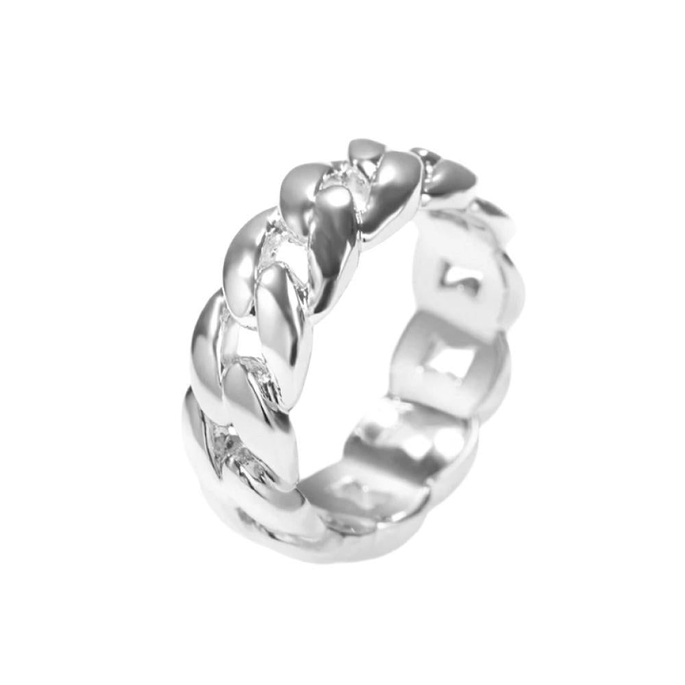"Cuban" Silver Colored Ring