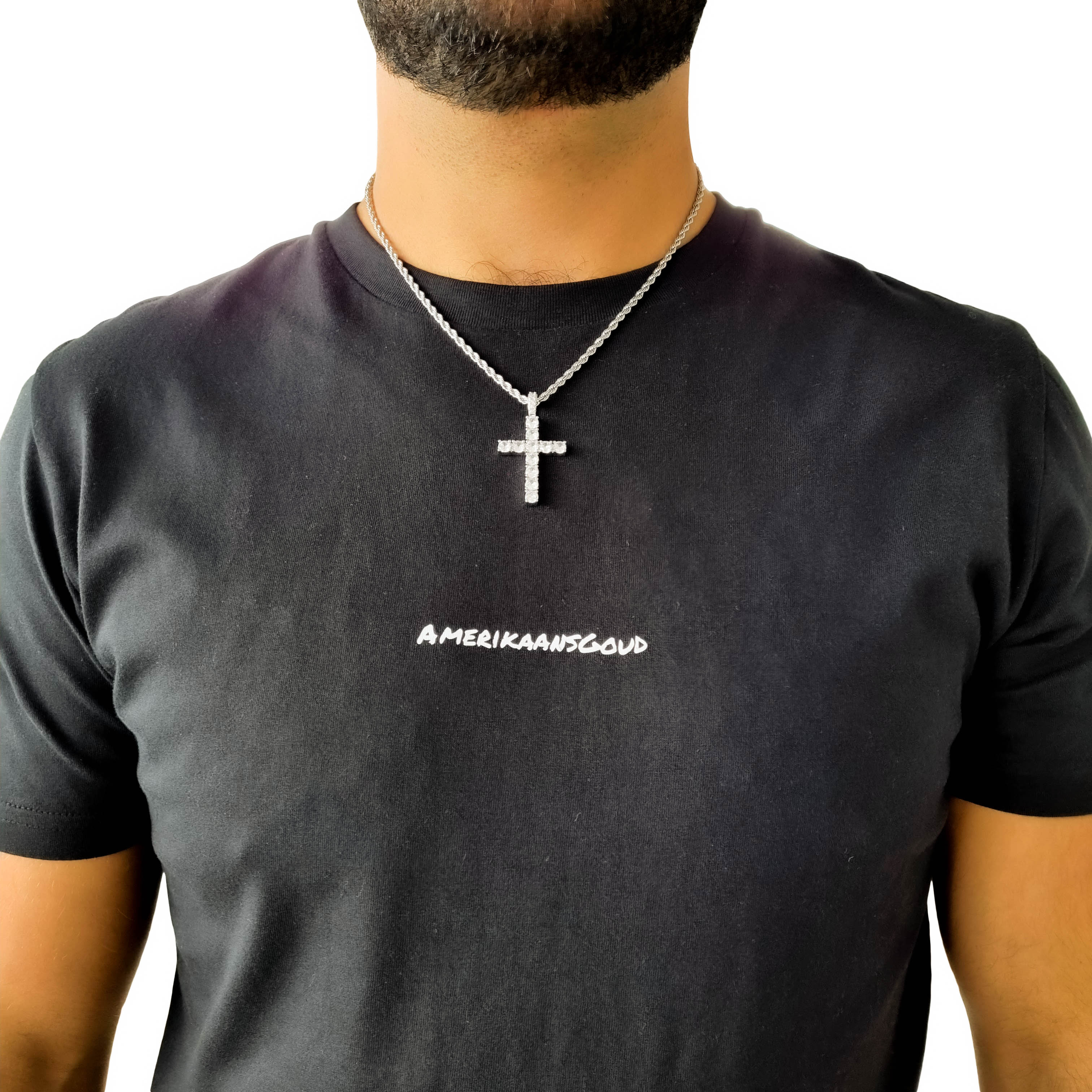 "Diamond Cross" Silver-Colored Pendant