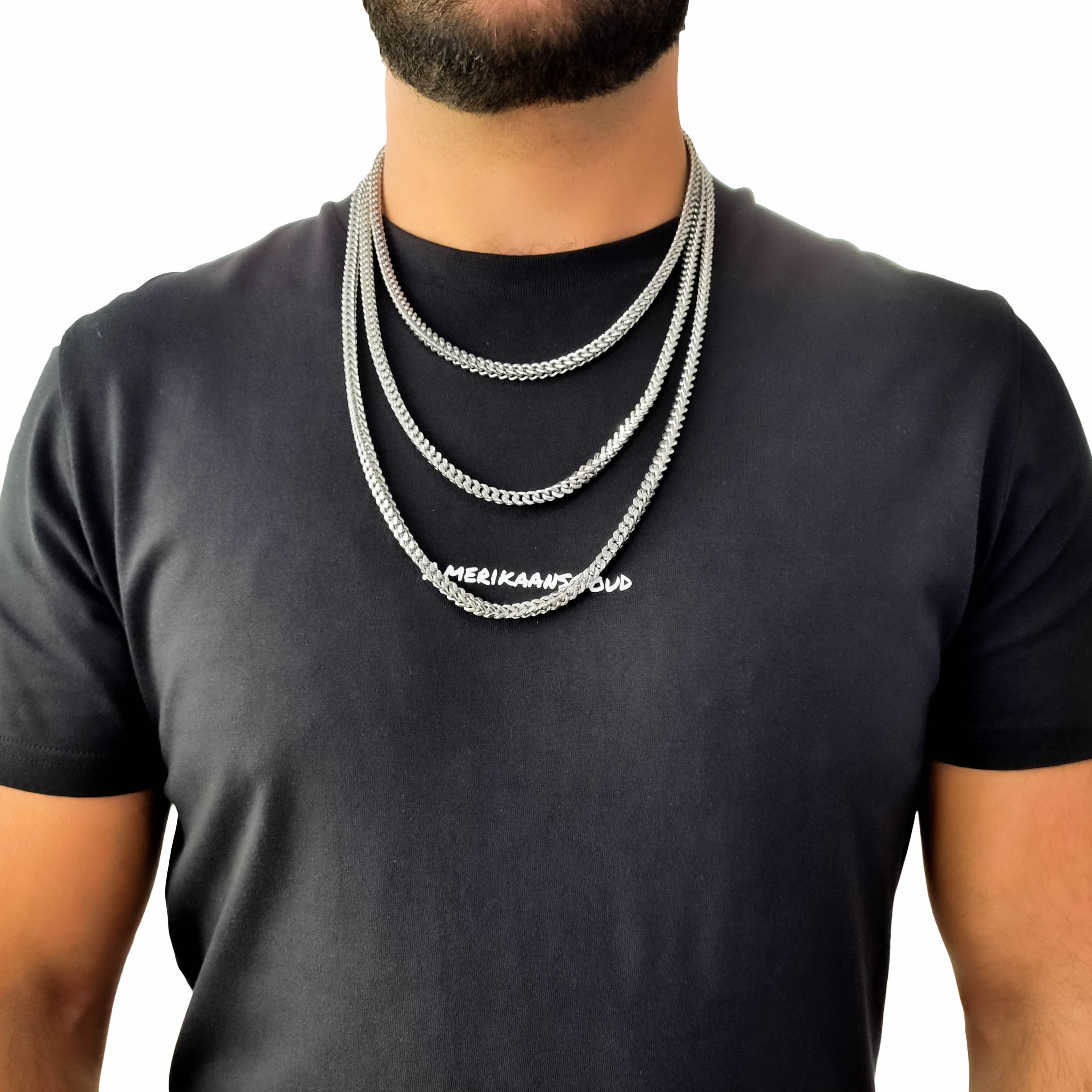 "Franco" Silver-colored Necklace &amp; Bracelet (5mm)