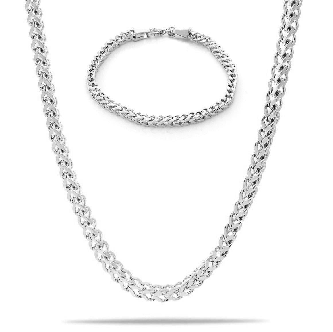"Franco" Silver-colored Necklace &amp; Bracelet (5mm)