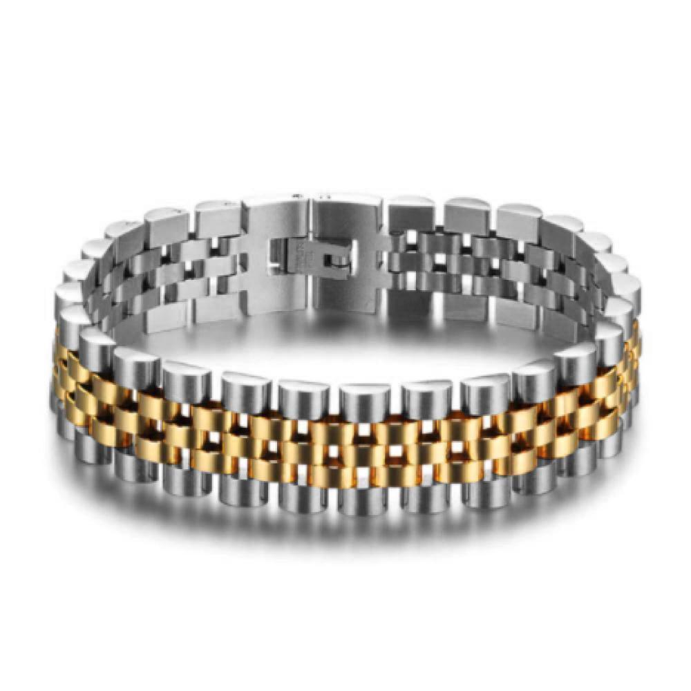 "Presidental" Silver &amp; Gold Bracelet (15mm)