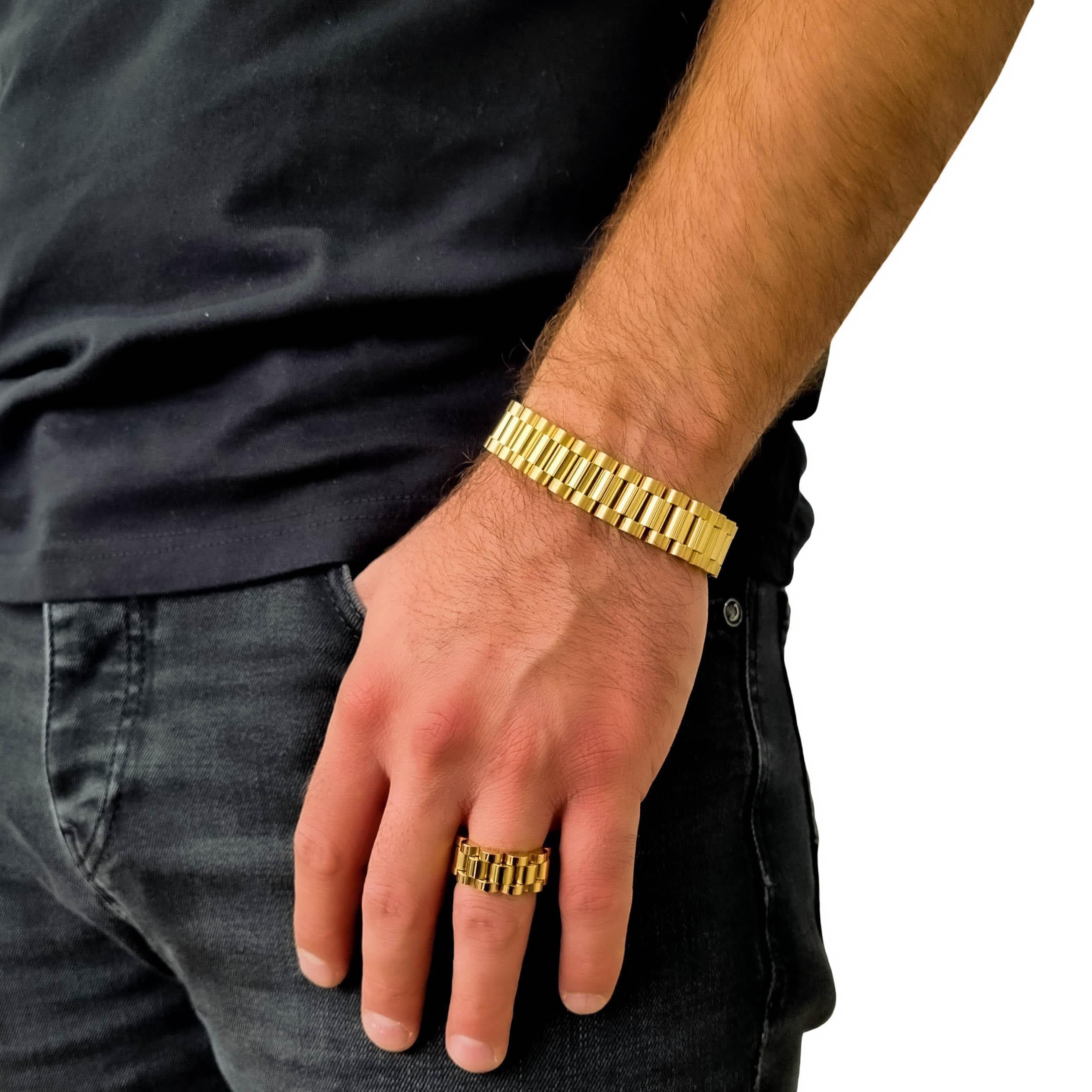 "Presidento" Gold-Colored Bracelet + Ring