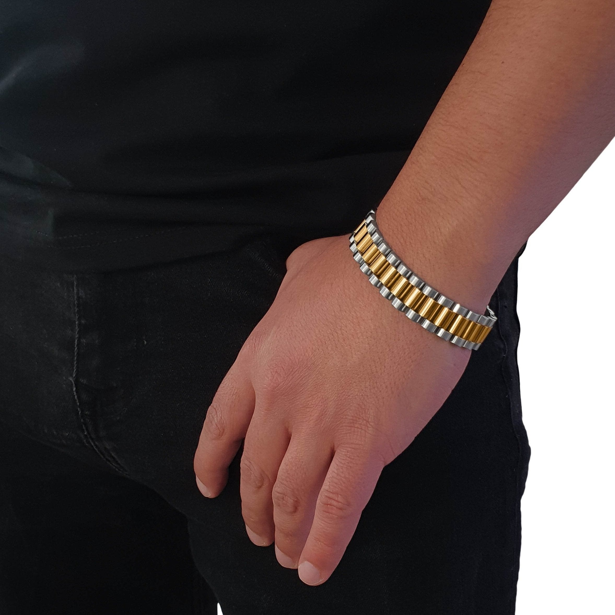 "Presidento" Silver &amp; Gold Bracelet (15mm)