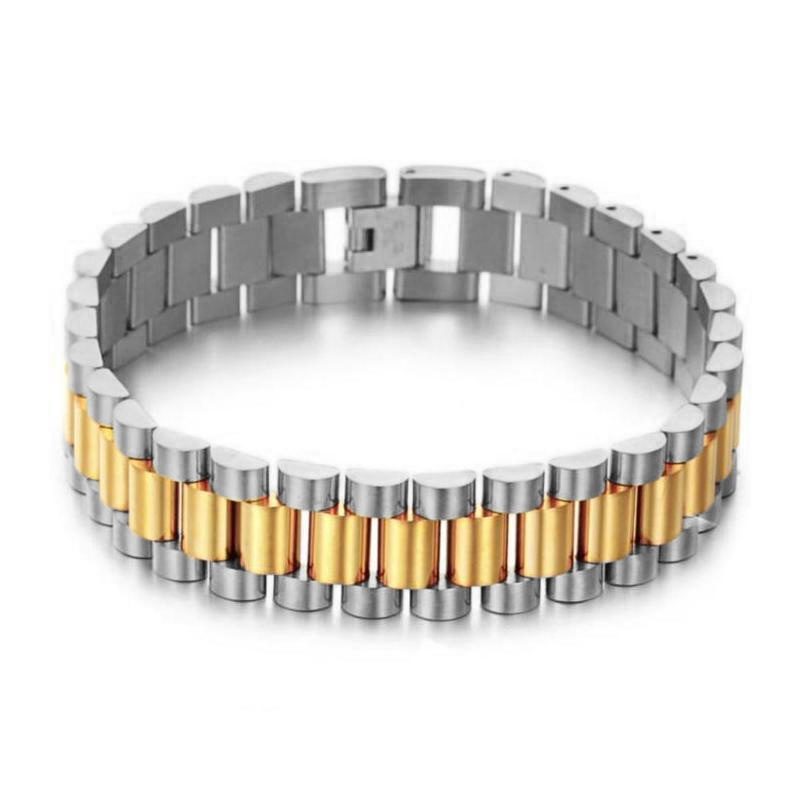 "Presidento" Silver &amp; Gold Bracelet (15mm)