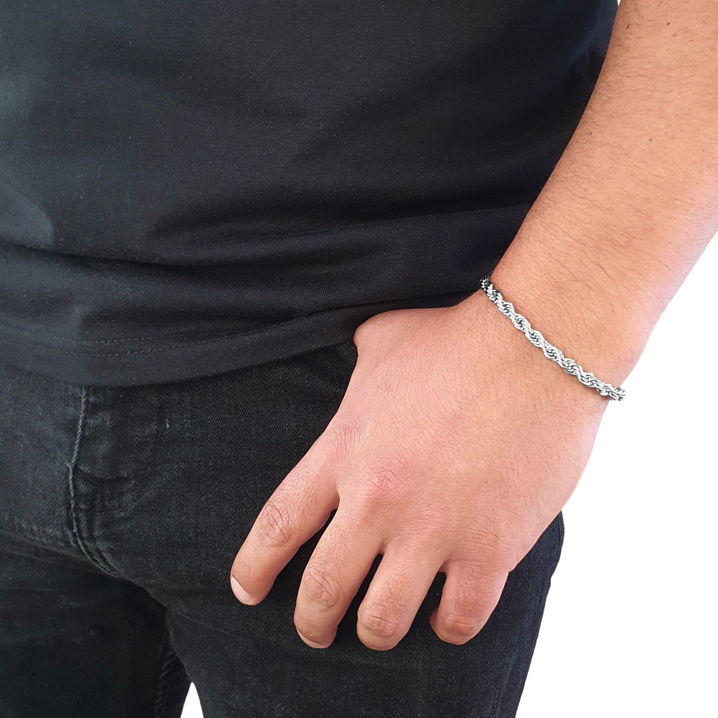 "Rope" Silver-colored Necklace &amp; Bracelet (5mm)