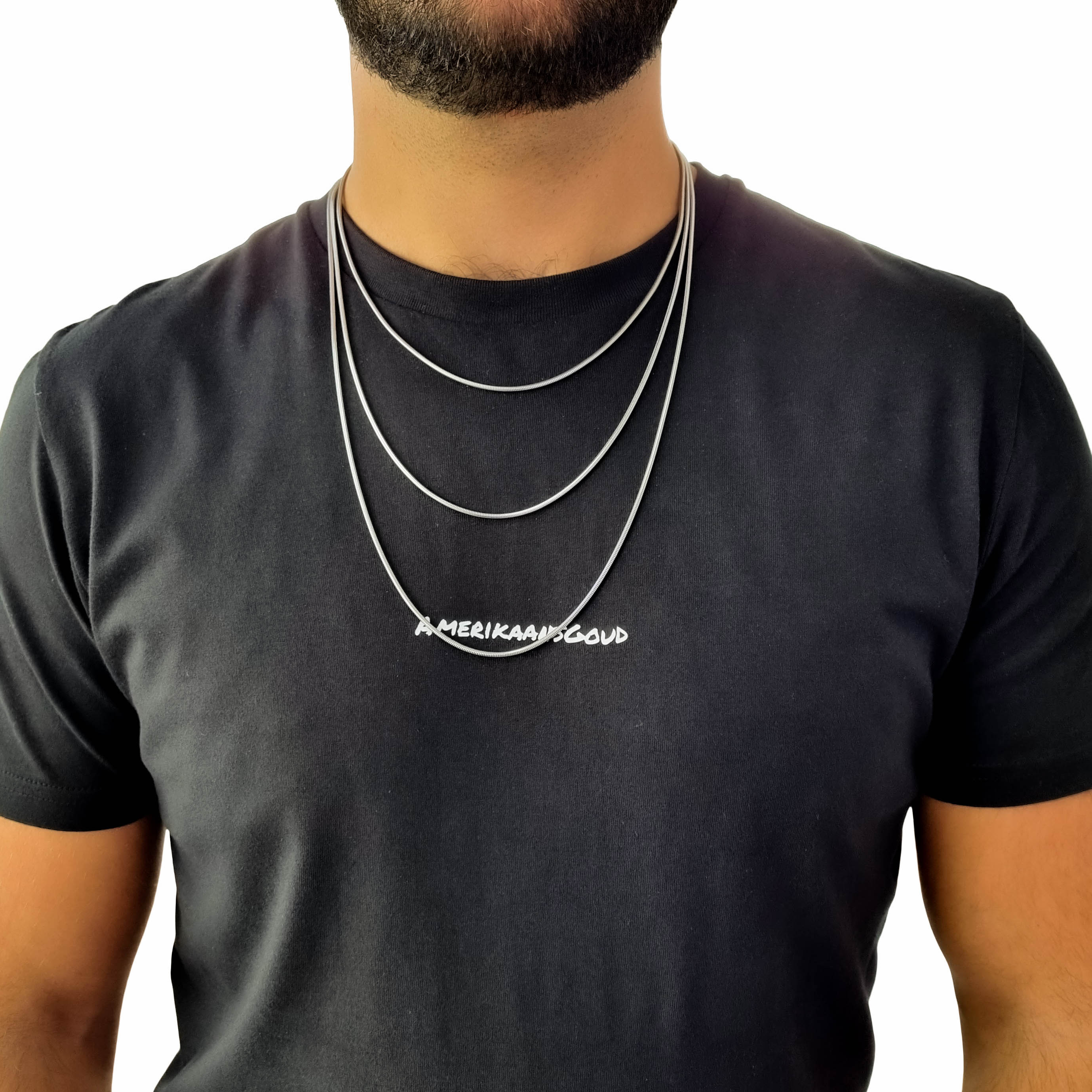 "Snake" Silver-Colored Necklace &amp; Bracelet (4mm)