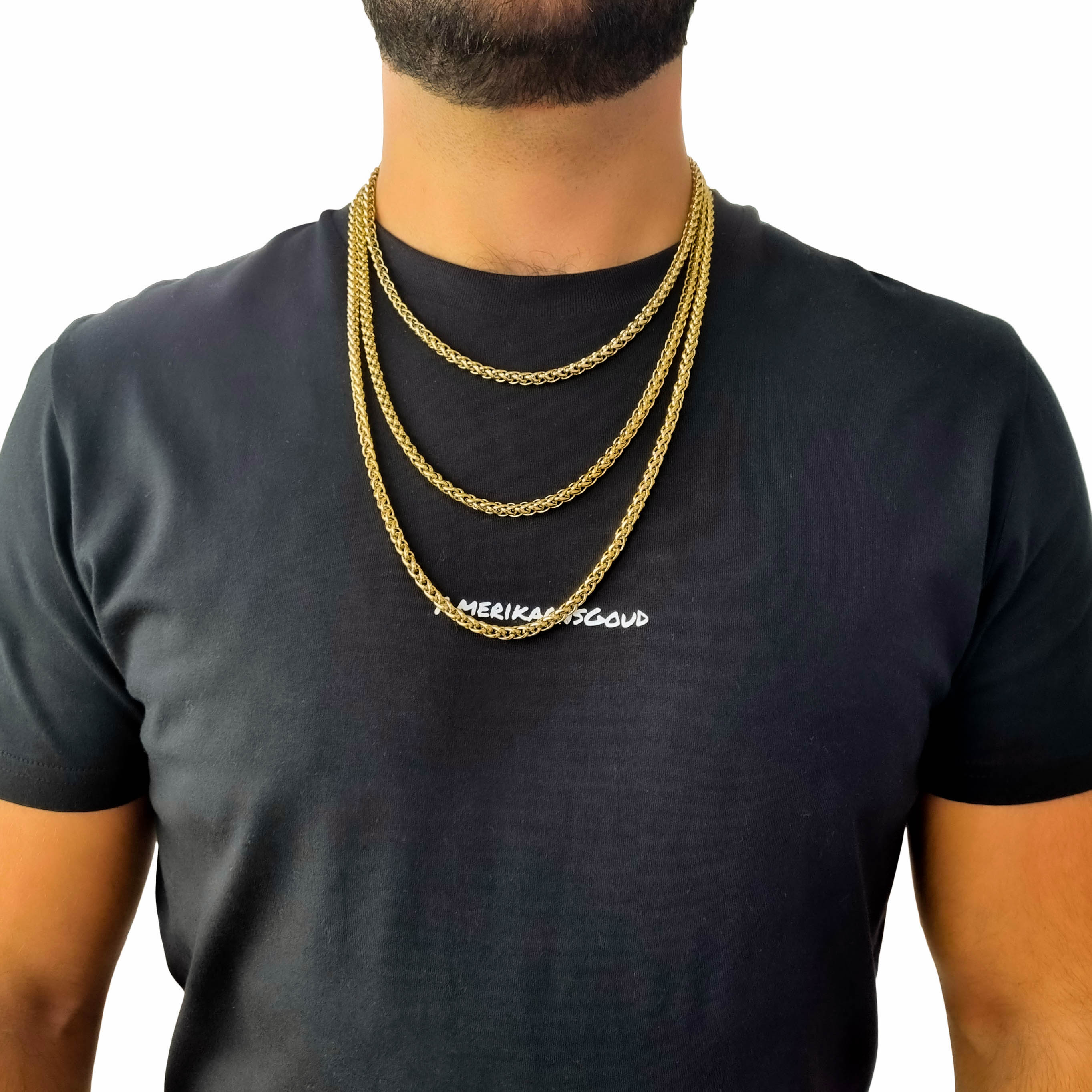"Wheat" Gold-Colored Necklace &amp; Bracelet (5mm)
