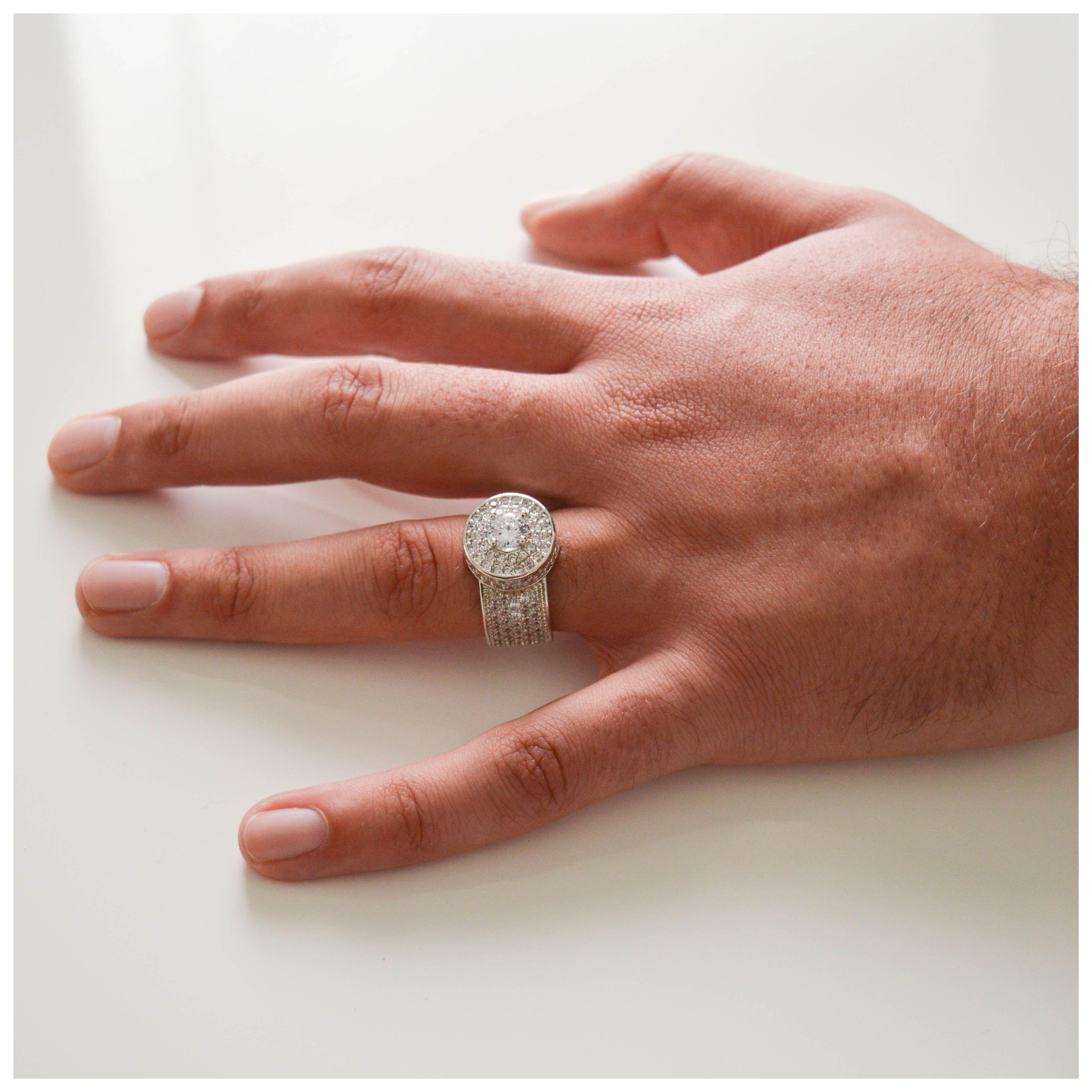 "Zirkonia" Zilveren Ring-AmerikaansGoud